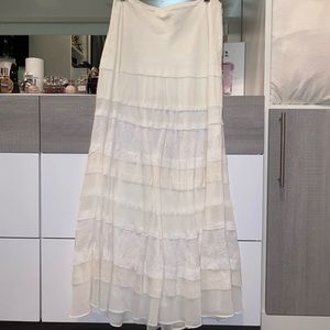 White Ruffle Long Skirt